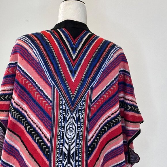 3X Southwest Fringe Cardigan Wrap Womens Boho Knit Open Front Shawl Cape Tribal - Picture 4 of 16